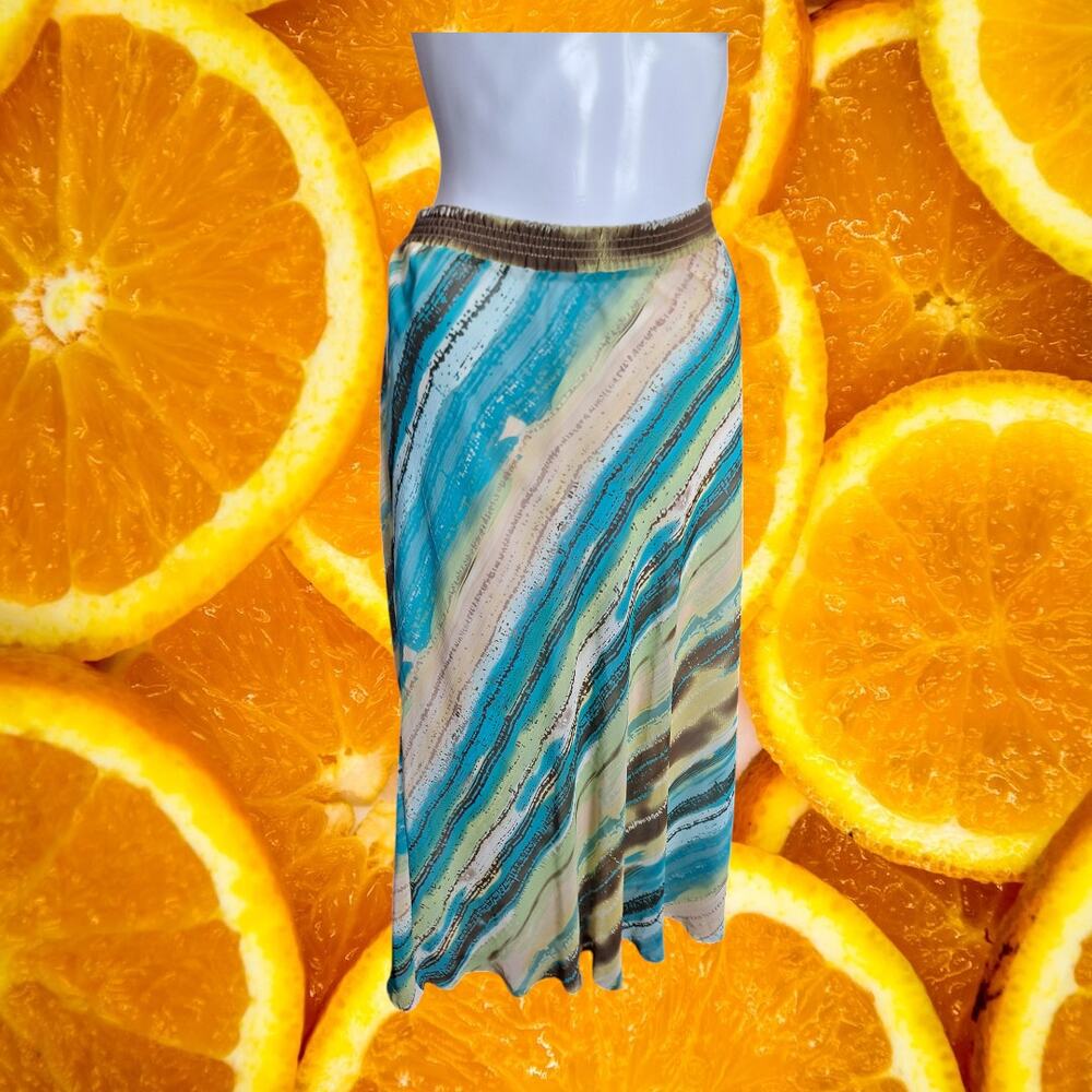 Notations Women's‎ Multicolor Polyester Beaded Belt Ruffle Hem Maxi Skirt Size L